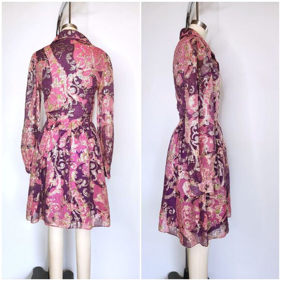 Oscar De La Renta Dress Metallic Dress - Colorful Dress - Floral Bright Dress XS - Picture 2 of 10